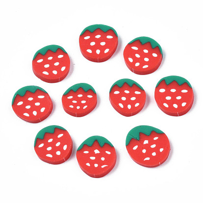 Handmade Polymer Clay Cabochons, Polymer Clay Slices for Resin Crafts & DIY Projects, Imitation Food, Strawberry