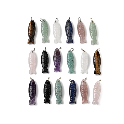 Резные подвески из натуральных драгоценных камней, рыбы прелести, с 304 кольцами из нержавеющей стали