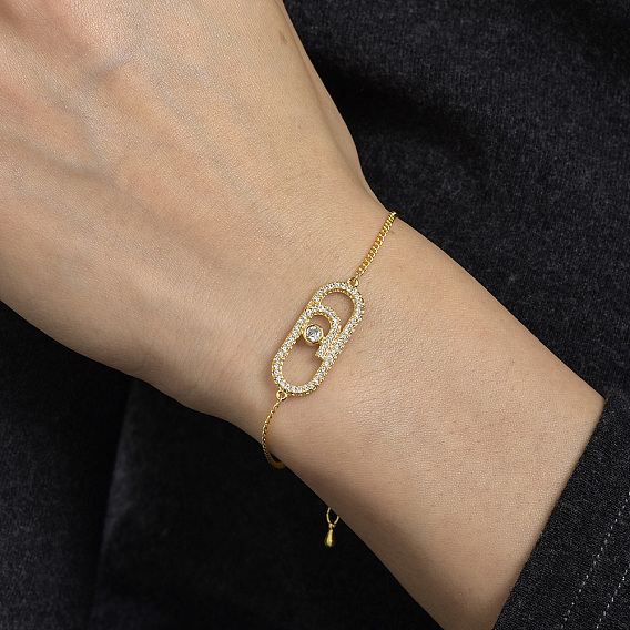 Браслеты из латунных овальных звеньев, браслеты из цепочек панцирного плетения для женщин, с кубического циркония