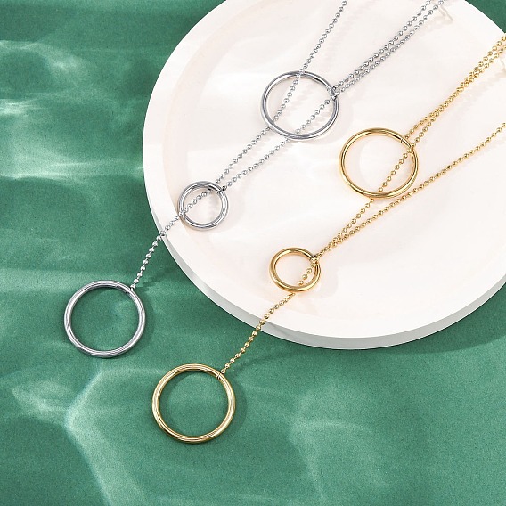 304 тройные ожерелья-лариаты из нержавеющей стали, ионное покрытие (ip)