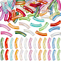 65pcs 13 couleurs uv placage transparent arc-en-ciel perles acryliques irisées, tube incurvé