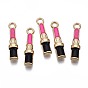 Alloy Enamel Pendants, Cadmium Free & Lead Free, Light Gold, Lipstick