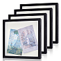 4Pcs Plywood Money Box Photo Frames, Square