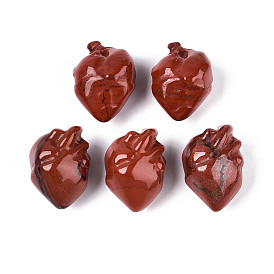 Бусины в форме сердца из натуральной красной яшмы, нет отверстий / незавершенного