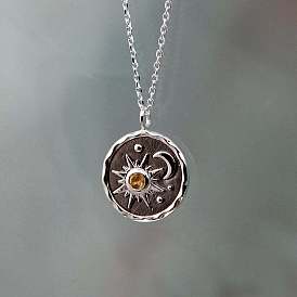 Jewelry, Vintage Silver Sun Moon Fine Ladies Zircon Necklace