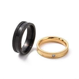 Рифленое кольцо на палец с кристаллами и стразами, текстурированные 201 украшения из нержавеющей стали для женщин
