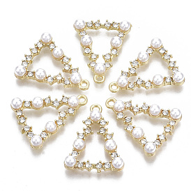 Alloy Pendants, with Crystal Rhinestone and ABS Plastic Imitation Pearl, Triangle