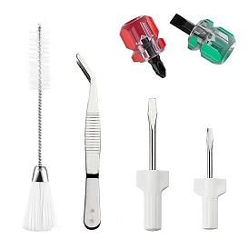 Ensembles d'outils de nettoyage pour machine à coudre, y compris brosse en nylon à double tête, tournevis, pinces en acier inoxydable