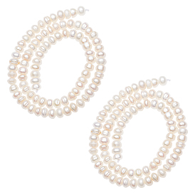 2 Strands Natural Cultured Freshwater Pearl Beads Strands, Flat Round