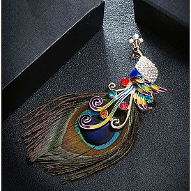 Trendy and elegant peacock feather brooch for women crystal brooch corsage shawl buckle suit brooch