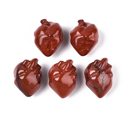 Бусины в форме сердца из натуральной красной яшмы, нет отверстий / незавершенного