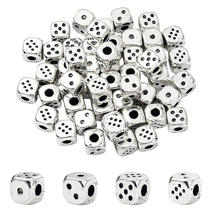 Сплавочные овальные бусины тибетского стиля , игральная кость