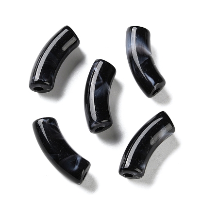 Непрозрачные акриловые бусины, два тона, трубка