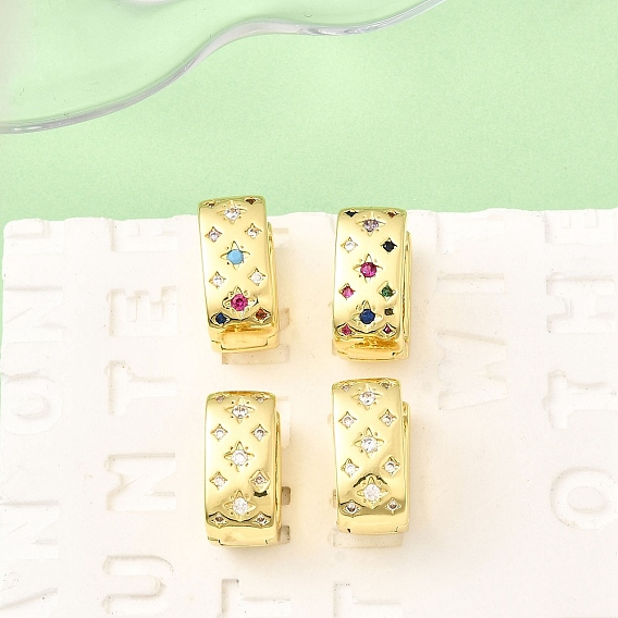 Прямоугольные серьги-подвески с микропаве из кубического циркония из латуни, стойки покрытие, без свинца и без кадмия, долговечный