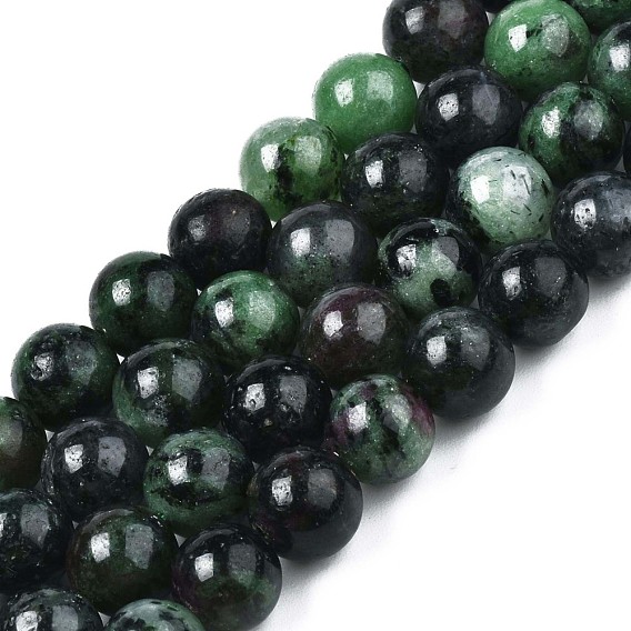 Natural Ruby in Zoisite Beads Strands, Round