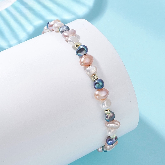 Браслеты из натурального культивированного пресноводного жемчуга для женщин, самородки, с синтетическими гематита бисера