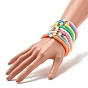 Handmade Polymer Clay Heishi Beads Stretch Bracelets Set with Heart Patter Beads for Women