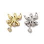 Clear Glass Bowknot Pendants, with Alloy Finding, Long-Lasting Plated, Cadmium Free & Lead Free