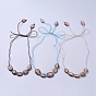 Waxed Cotton Cord Bib Necklaces, with Natural Cowrie Shell Beads