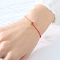 Colorful Minimalist Smiling Bracelet with 12 Unique Zircon Stones on Red Rope