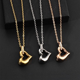 Stainless Steel Pendant Necklaces, Heart Rhinestoen Urn Ashes Necklaces