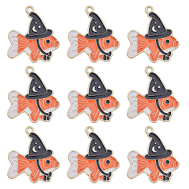 28 шт. Подвески из сплава эмали, рыба с волшебными шапками, золотой свет