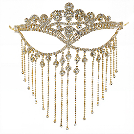 Маска для глаз из сплава со стразами и цепочкой с кисточками для женщин, сексуальная маскарадная маска для костюмированной вечеринки на Хэллоуин