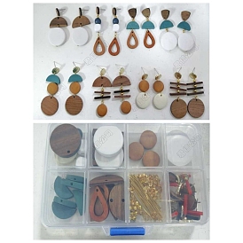 DIY Geometry Wood Dangle Stud Earring Making Kits