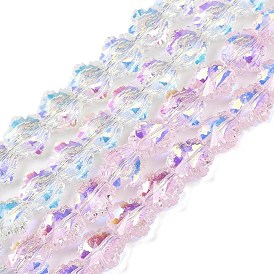 Стеклянные бусины с гальваническим покрытием , снежинка, с покрытием AB цвета, граненые