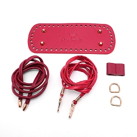DIY Purse Making Kits, including 1Pc Imitation Leather Bag Bottom, 1Pc Bag Drawstring and 1Pc Bag Straps, with Alloy Findings