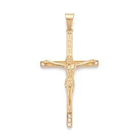 Pâques 304 grands pendentifs en acier inoxydable, avec strass cristal, crucifix croix