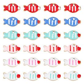 30шт 6 цвета подвески из нержавеющей стали, с эмалью, очарование рыбы, золотые