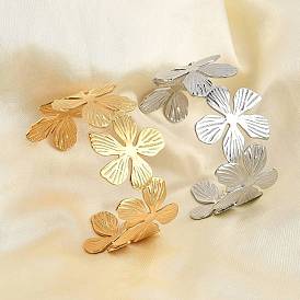 Цветок 304 открытые браслеты-манжеты из нержавеющей стали для женщин