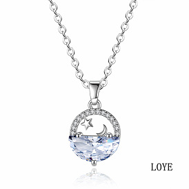 Minimalist Fashion Micro Inlaid Star Moon Boat Necklace - Versatile, Elegant Women's Necklace, Valentine's Day Gift.