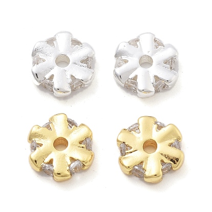 Латунные микро проложить кубического циркония бусы, без кадмия, без никеля и без свинца, плоско-круглые