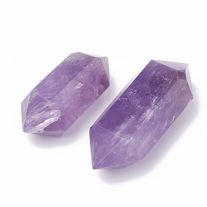 Natural Amethyst Pointed Home Decorations, Display Decoration, Healing Stone Wands, for Reiki Chakra Meditation Therapy Decos, Hexagonal Prism