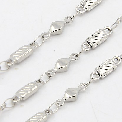 304 Stainless Steel Link Chains, Soldered, Decorative Chain, with Rectangle & Rhombus Connector, 3.5x2mm