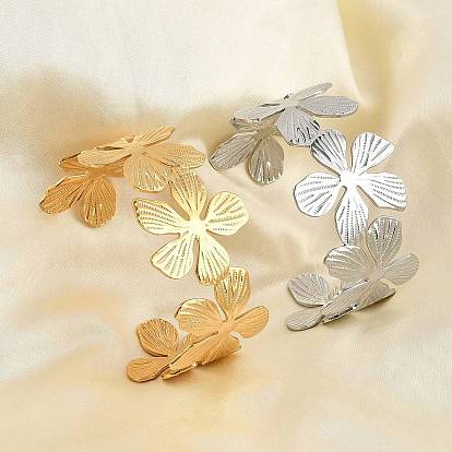 Цветок 304 открытые браслеты-манжеты из нержавеющей стали для женщин