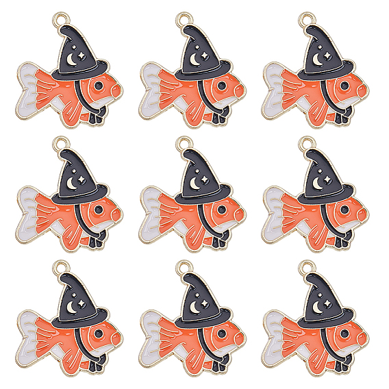 28 шт. Подвески из сплава эмали, рыба с волшебными шапками, золотой свет