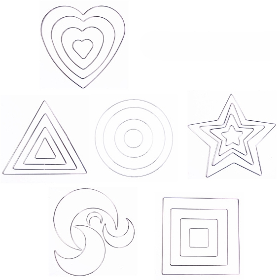 Aros de hierro, anillo de macramé, para manualidades y redes / redes tejidas con suministros de plumas, corazón/triángulo/luna
