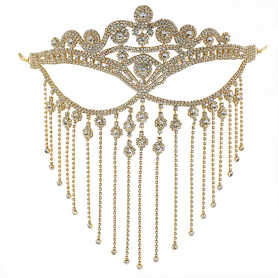 Маска для глаз из сплава со стразами и цепочкой с кисточками для женщин, сексуальная маскарадная маска для костюмированной вечеринки на Хэллоуин