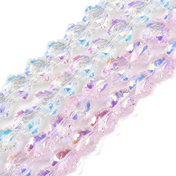 Стеклянные бусины с гальваническим покрытием , снежинка, с покрытием AB цвета, граненые