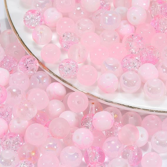 300 шт 5 стили выпечки окрашенные хрустящие нити стеклянных бусин, два тона, круглые