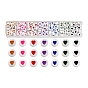 7 Colors Opaque Acrylic Beads, with Enamel, Flat Round with Heart