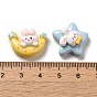 Opaque Cartoon Resin Decoden Cabochons, Rabbit with Moon & Star & Cloud, Mixed Shapes