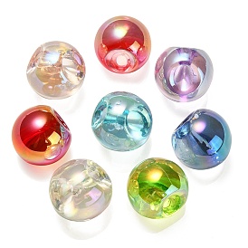 Transparent UV Plating Rainbow Iridescent Acrylic Beads, Round