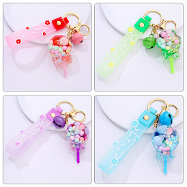 Colorful Lollipop Plastic Beads Oil Hourglass Bell Keychain Cute Bag Charm Pendant