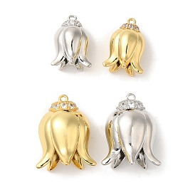 Покрытие стойки латунь микропаве прозрачные подвески из кубического циркония, без кадмия и без свинца, долговечный, цветок