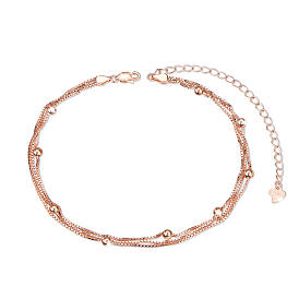 Shegrace 925 bracelets de cheville à plusieurs brins en argent sterling, avec des chaînes et des perles rondes