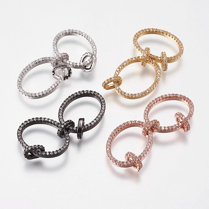 Латунь микро проложить кубический цирконий звенья кольца, овальные, прозрачные